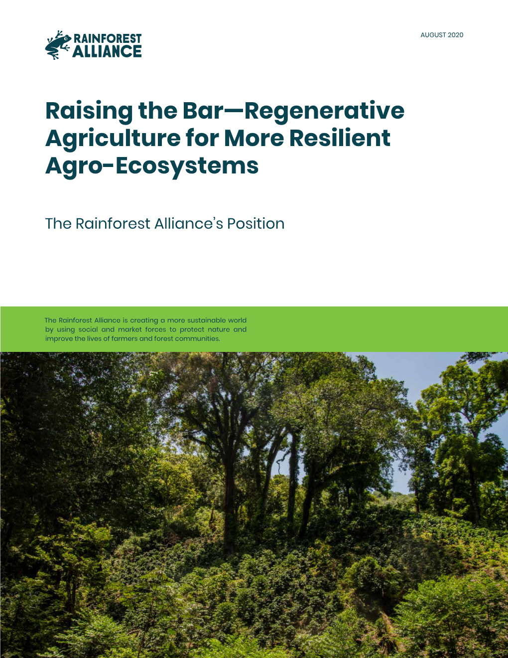 Raising the Bar—Regenerative Agriculture for More Resilient Agro-Ecosystems