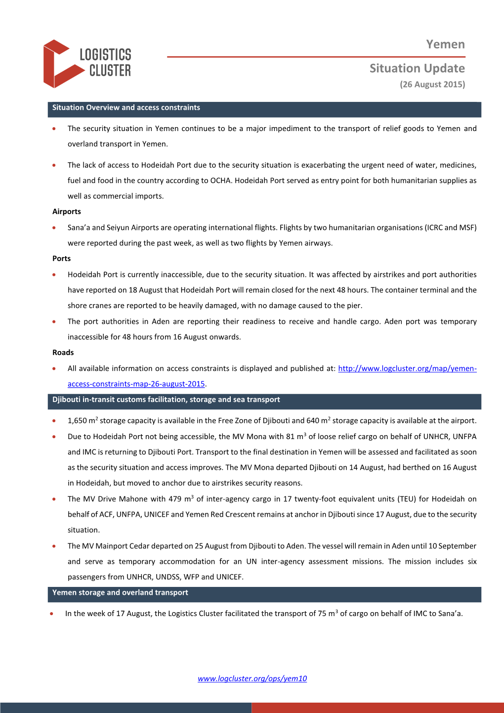 Yemen Situation Update (26 August 2015)