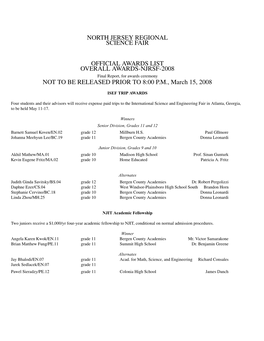 North Jersey Regional Science Fair Official