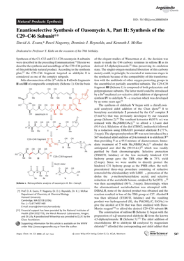 Enantioselective Synthesis of Oasomycin[Emsp14]A, Part II