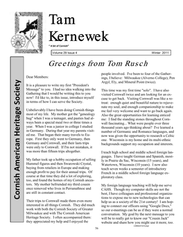 Tam Kernewek Is Published Four Times a Year