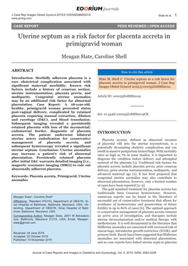 Uterine Septum As a Risk Factor for Placenta Accreta in Primigravid Woman