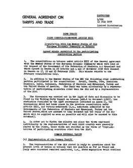 RESTRICTED AGREEMENT on L/995 TARIFFS and TRADE 13July1959 Limited Distribut Ion