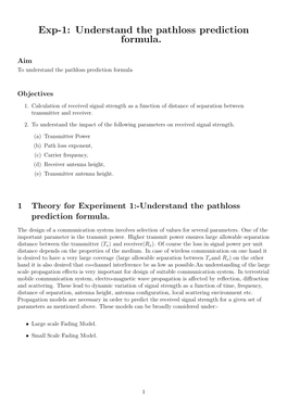 Exp-1: Understand the Pathloss Prediction Formula