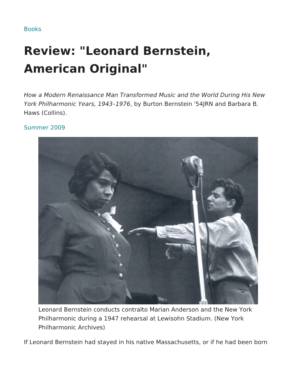 Leonard Bernstein, American Original"