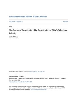 The Forces of Privatization: the Privatization of Chile's Telephone Industry