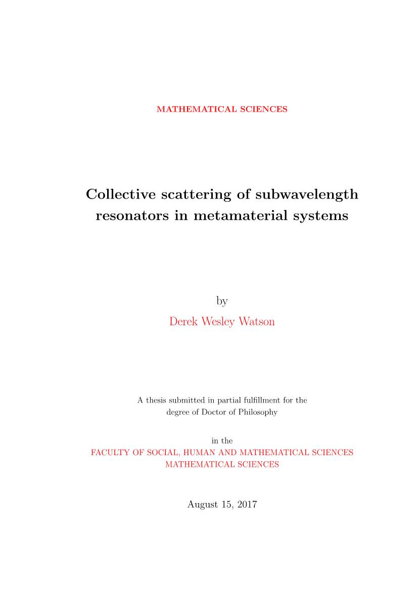 Collective Scattering of Subwavelength Resonators in Metamaterial Systems