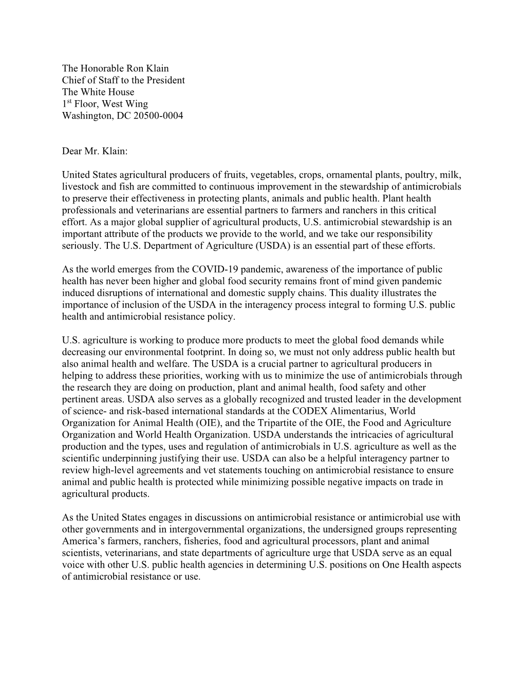 FASS Joined Over 50 Other Organizations in a Letter to President Biden's Chief of Staff Strongly
