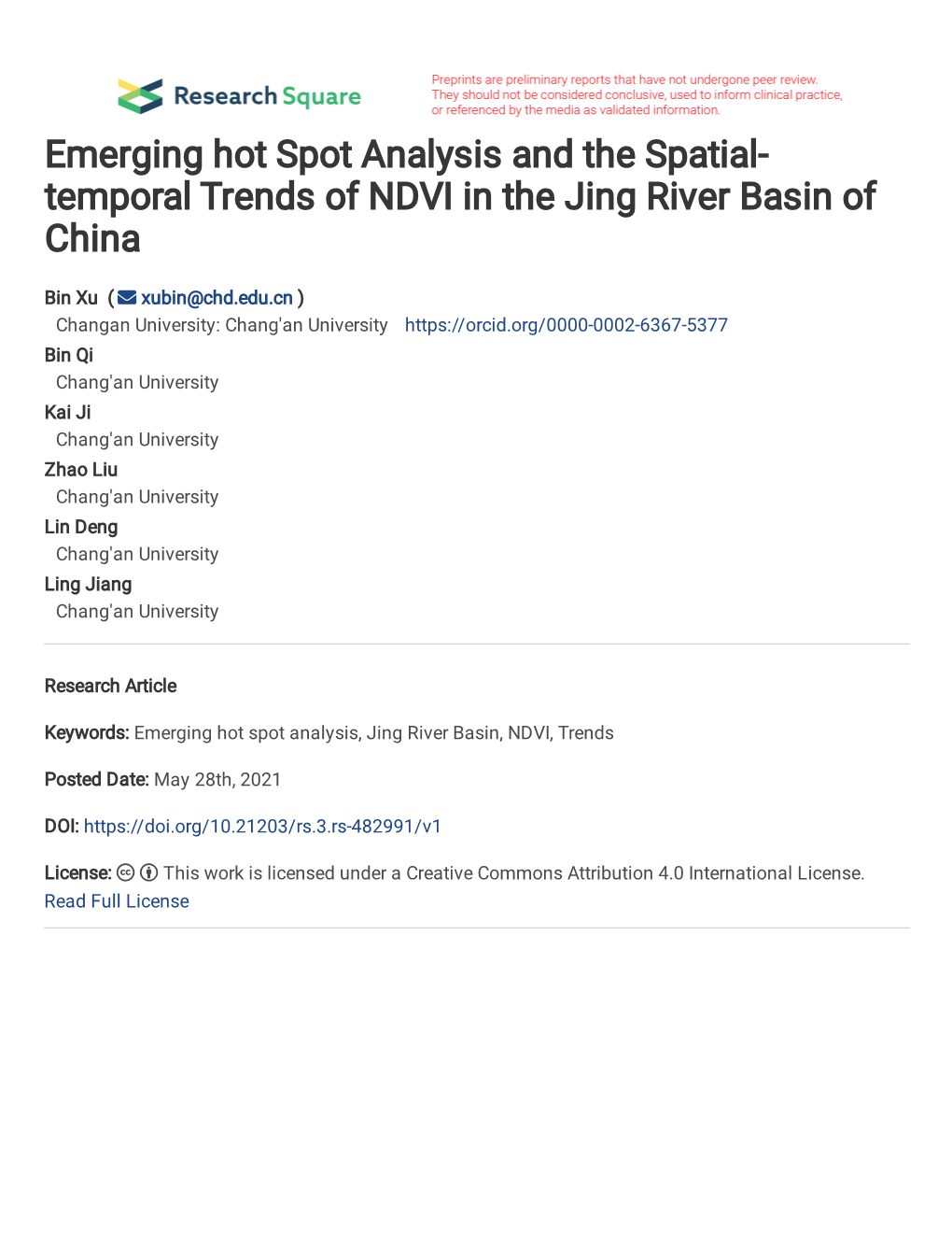 Temporal Trends of NDVI in the Jing River Basin of China