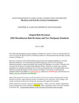 2020 Miscellaneous Rule Revisions and New Marijuana Standards