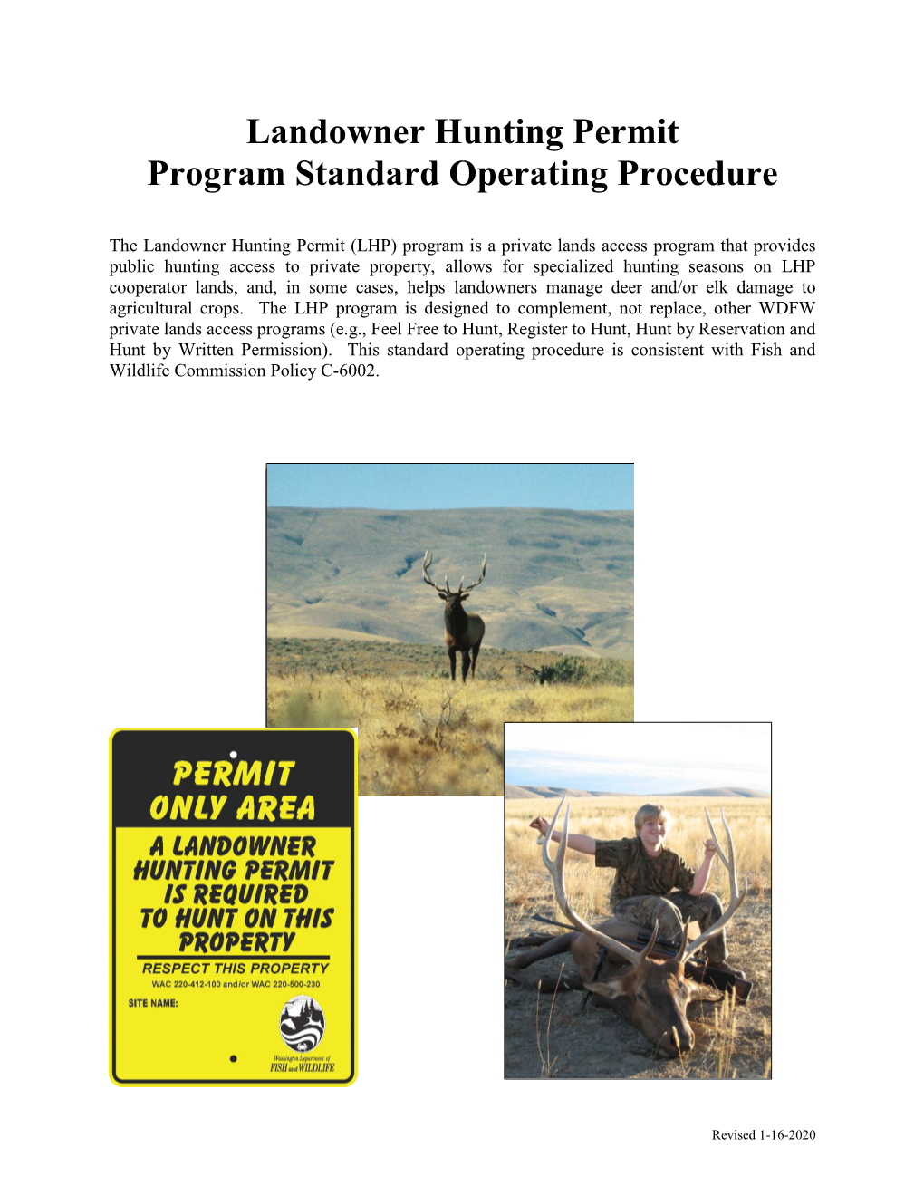 Landowner Hunting Permit Program Standard Operating Procedure