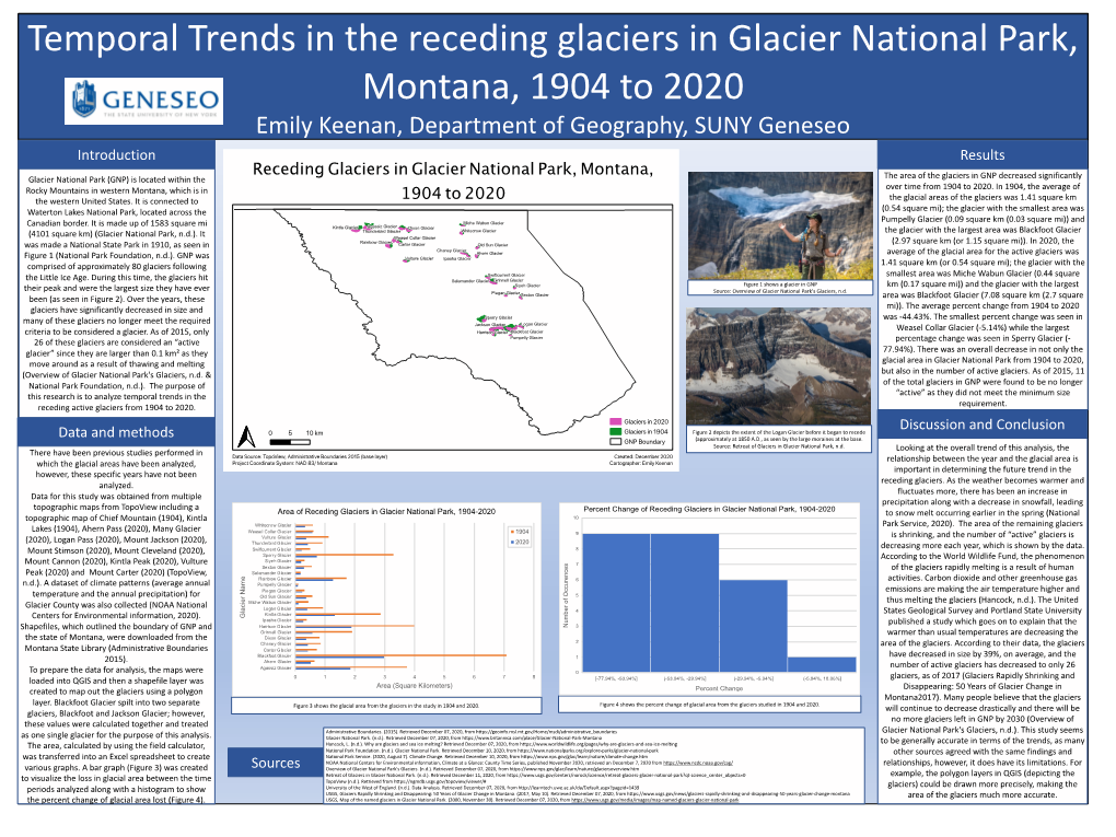 Temporal Trends in the Receding Glaciers in Glacier National Park
