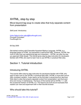 XHTML, Step by Step Move Beyond Tag Soup to Create Sites That Truly Separate Content from Presentation