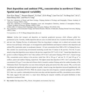 Dust Deposition and Ambient PM10 Concentration in Northwest China