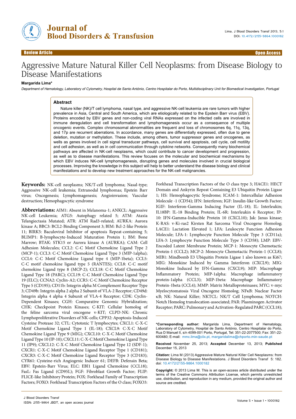 Aggressive Mature Natural Killer Cell Neoplasms