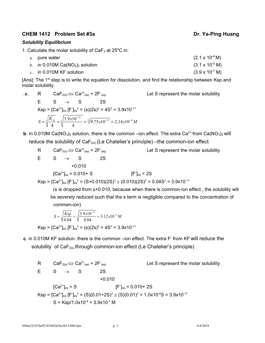 CHEM 1412 Problem Set #3A