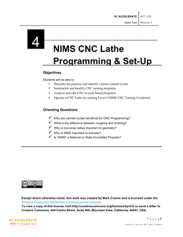 NIMS CNC Lathe Programming & Set-Up