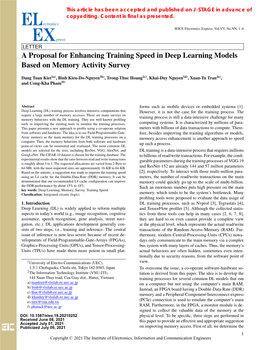 A Proposal for Enhancing Training Speed in Deep Learning Models Based on Memory Activity Survey