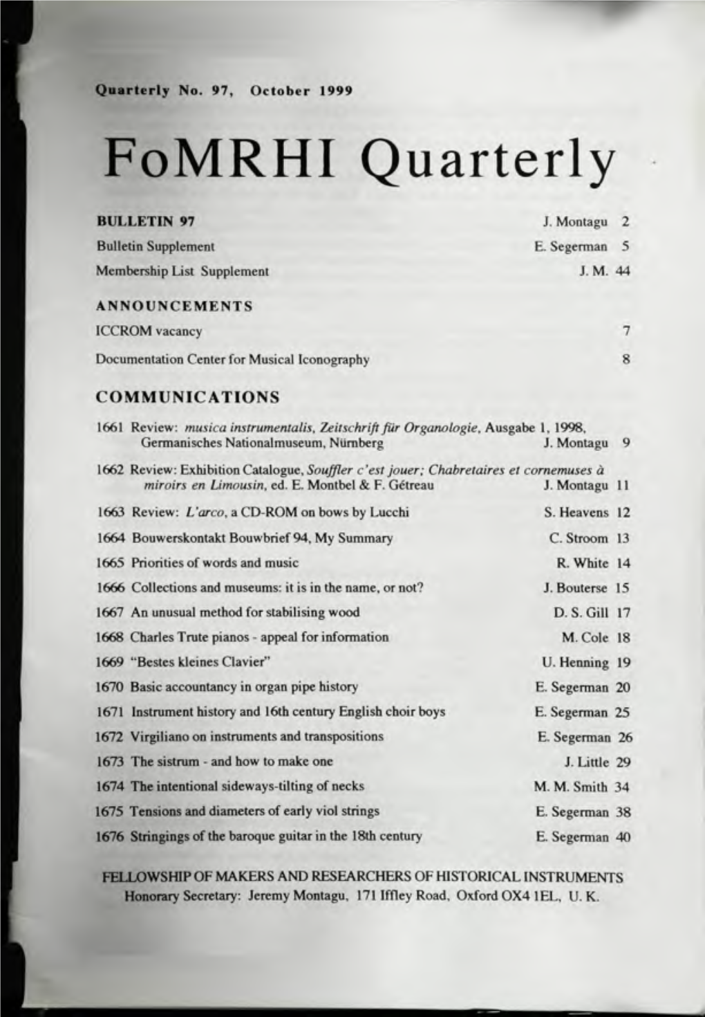 Fomrhi Quarterly