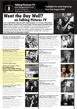 Went the Day Well? on Talking Pictures TV Stars: Leslie Banks, Mervyn Johns, Basil Sydney, C.V