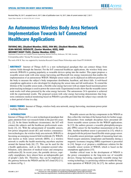 An Autonomous Wireless Body Area Network Implementation Towards Iot Connected Healthcare Applications