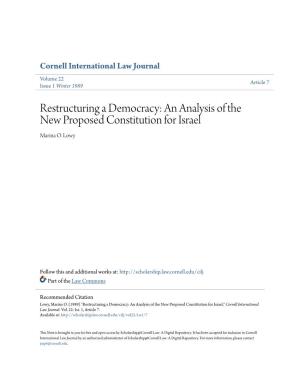 Restructuring a Democracy: an Analysis of the New Proposed Constitution for Israel Marina O
