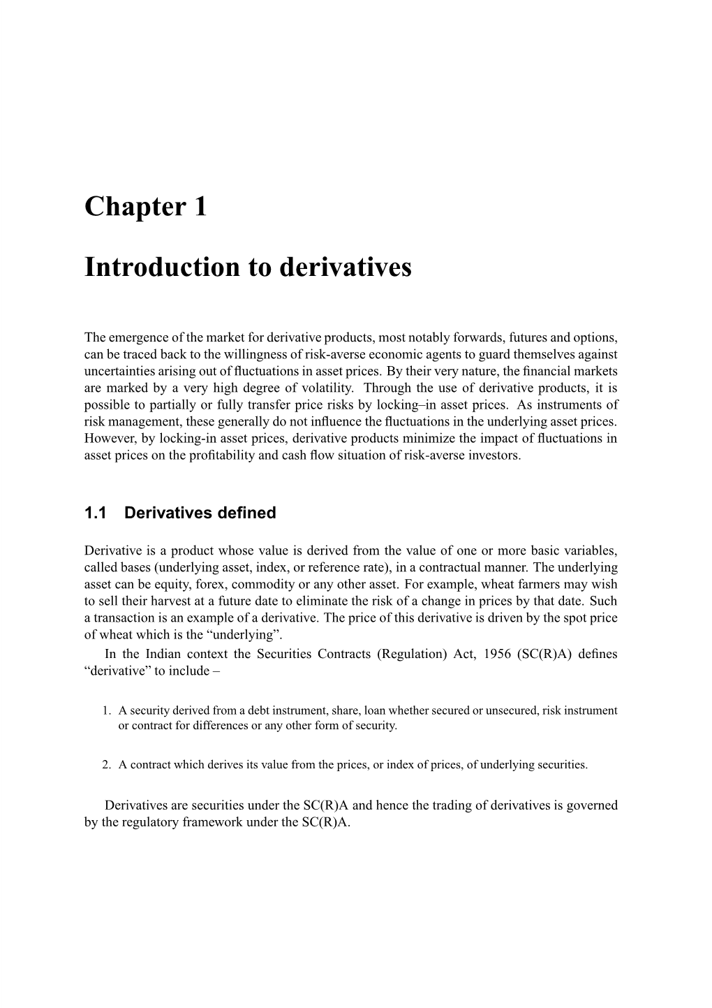 Chapter 1 Introduction to Derivatives