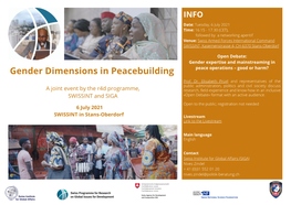 Gender Dimensions in Peacebuilding Peace Operations – Good Or Harm? Prof