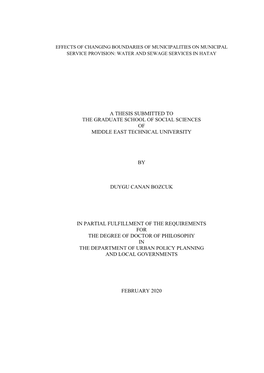 A Thesis Submitted to the Graduate School of Social Sciences of Middle East Technical University