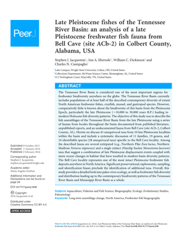 Late Pleistocene Fishes of the Tennessee River Basin