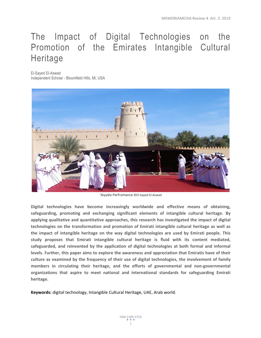 The Impact of Digital Technologies on the Promotion of the Emirates Intangible Cultural