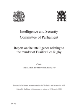 Report on the Intelligence Relating to the Murder of Fusilier Lee Rigby