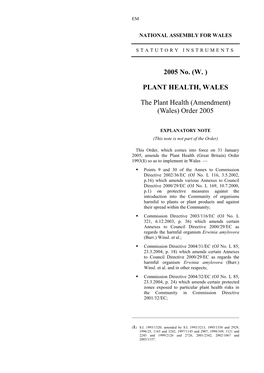 The Plant Health (Amendment) (Wales) Order 2005