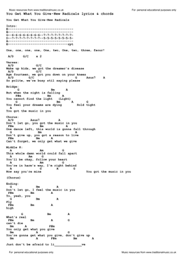 You Get What You Give-New Radicals Lyrics & Chords