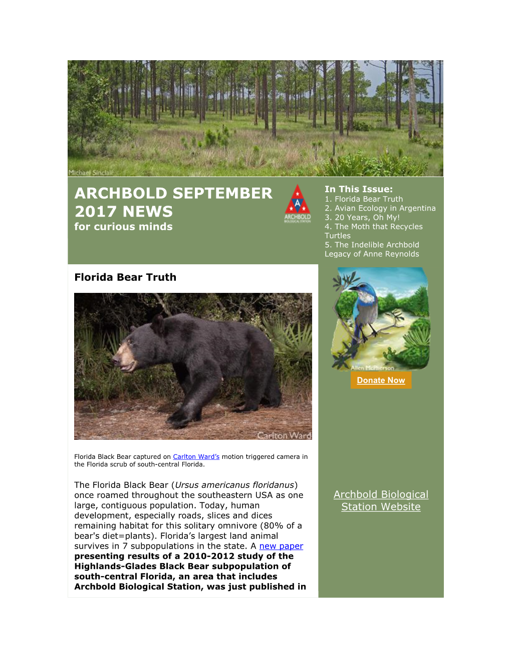 Archbold September 2017 News