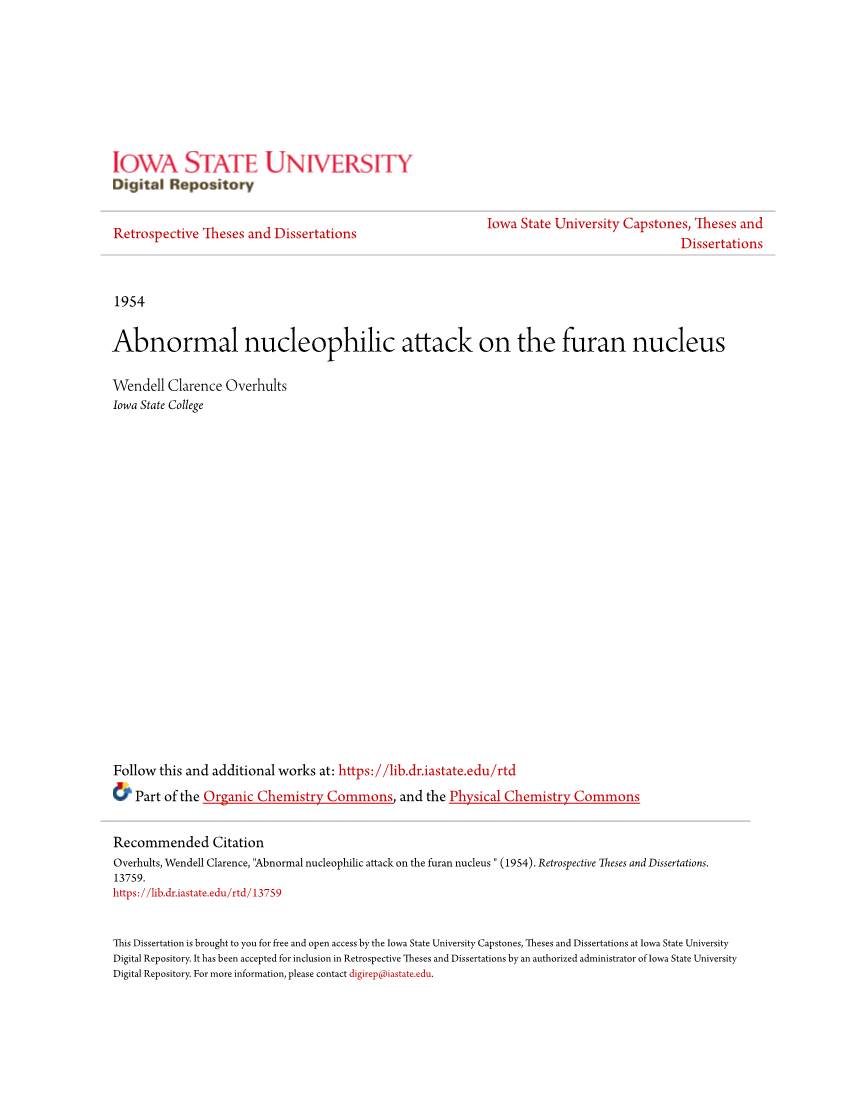 Abnormal Nucleophilic Attack on the Furan Nucleus Wendell Clarence Overhults Iowa State College