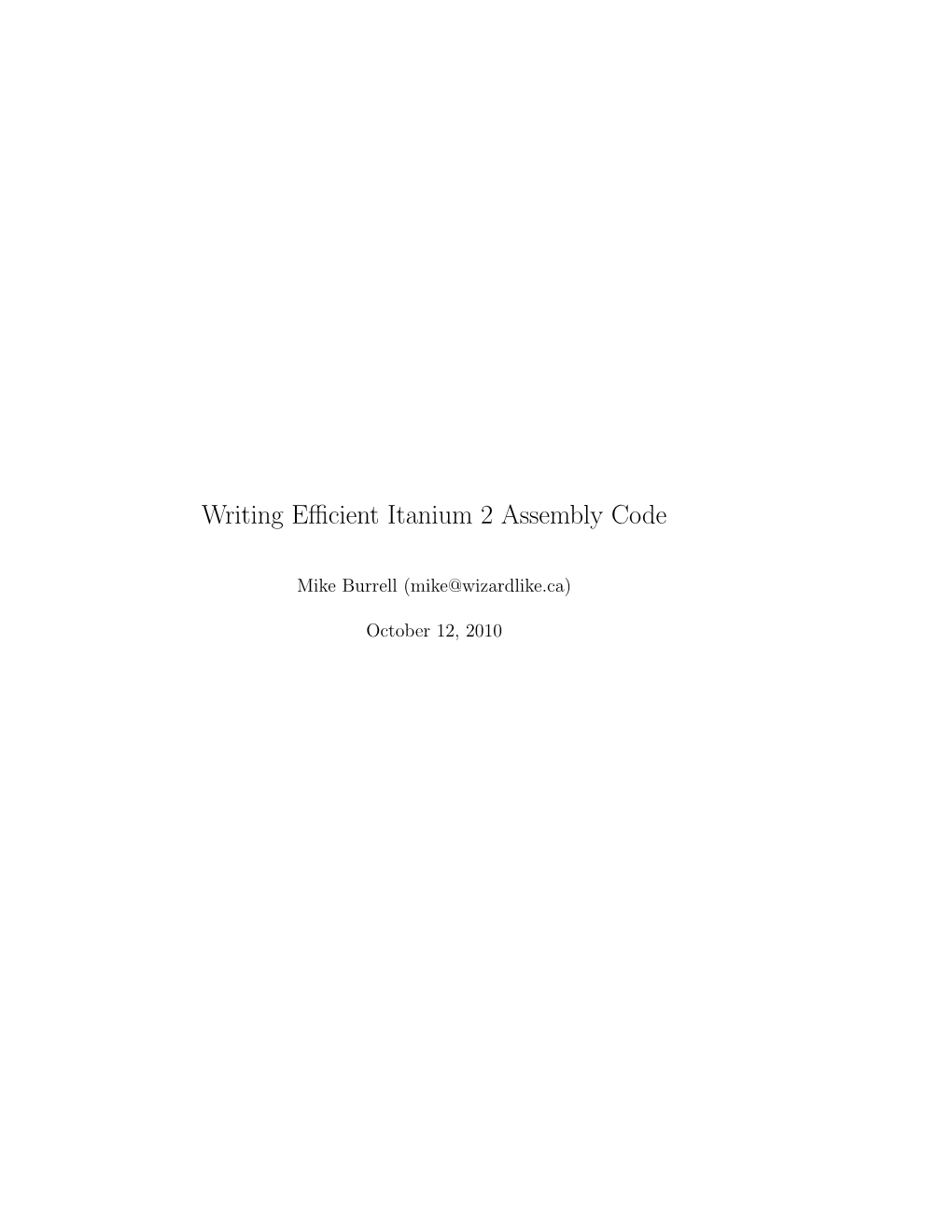 Writing Efficient Itanium 2 Assembly Code