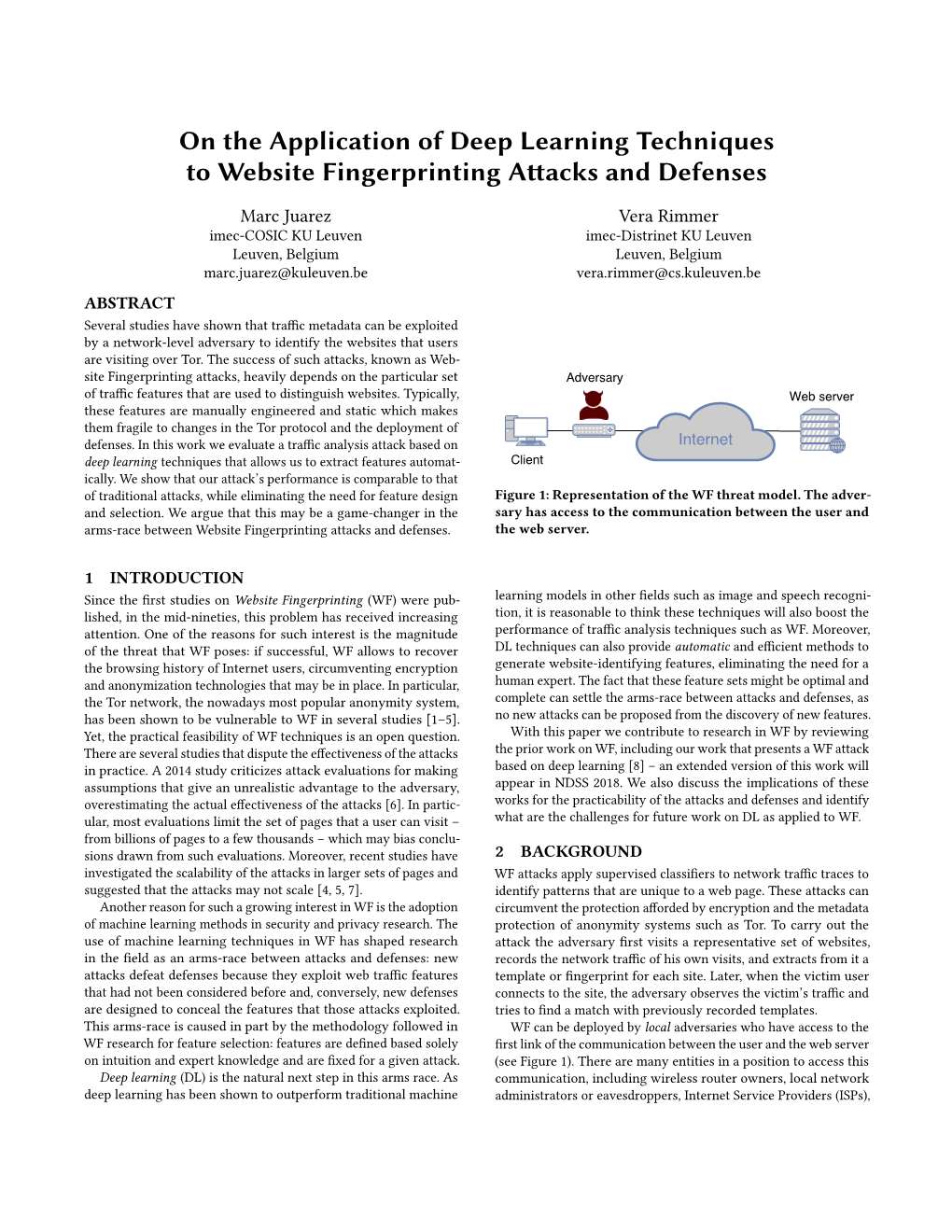 On the Application of Deep Learning Techniques to Website Fingerprinting Attacks and Defenses