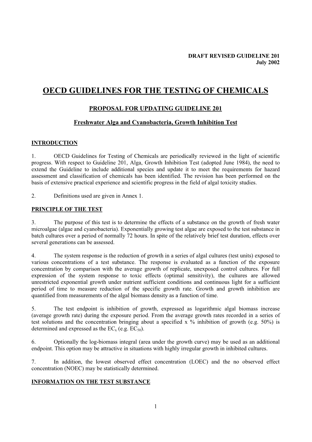 Oecd Guidelines for the Testing of Chemicals