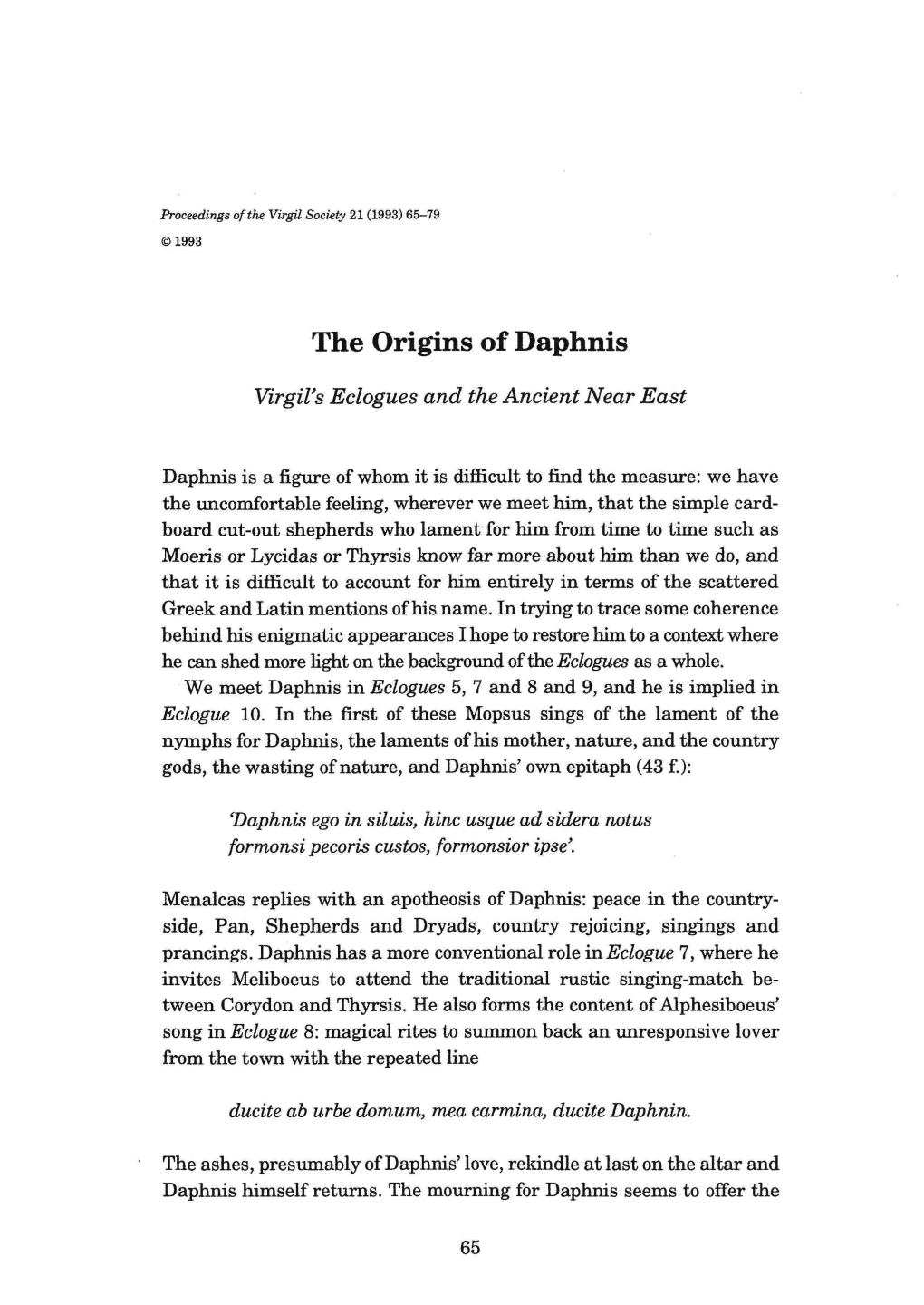 The Origins of Daphnis