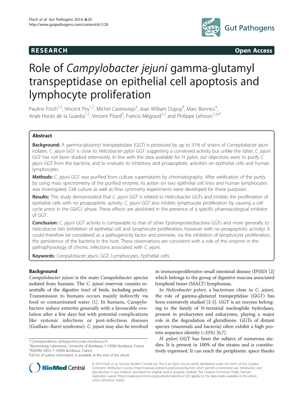 Role of Campylobacter Jejuni Gamma-Glutamyl Transpeptidase On
