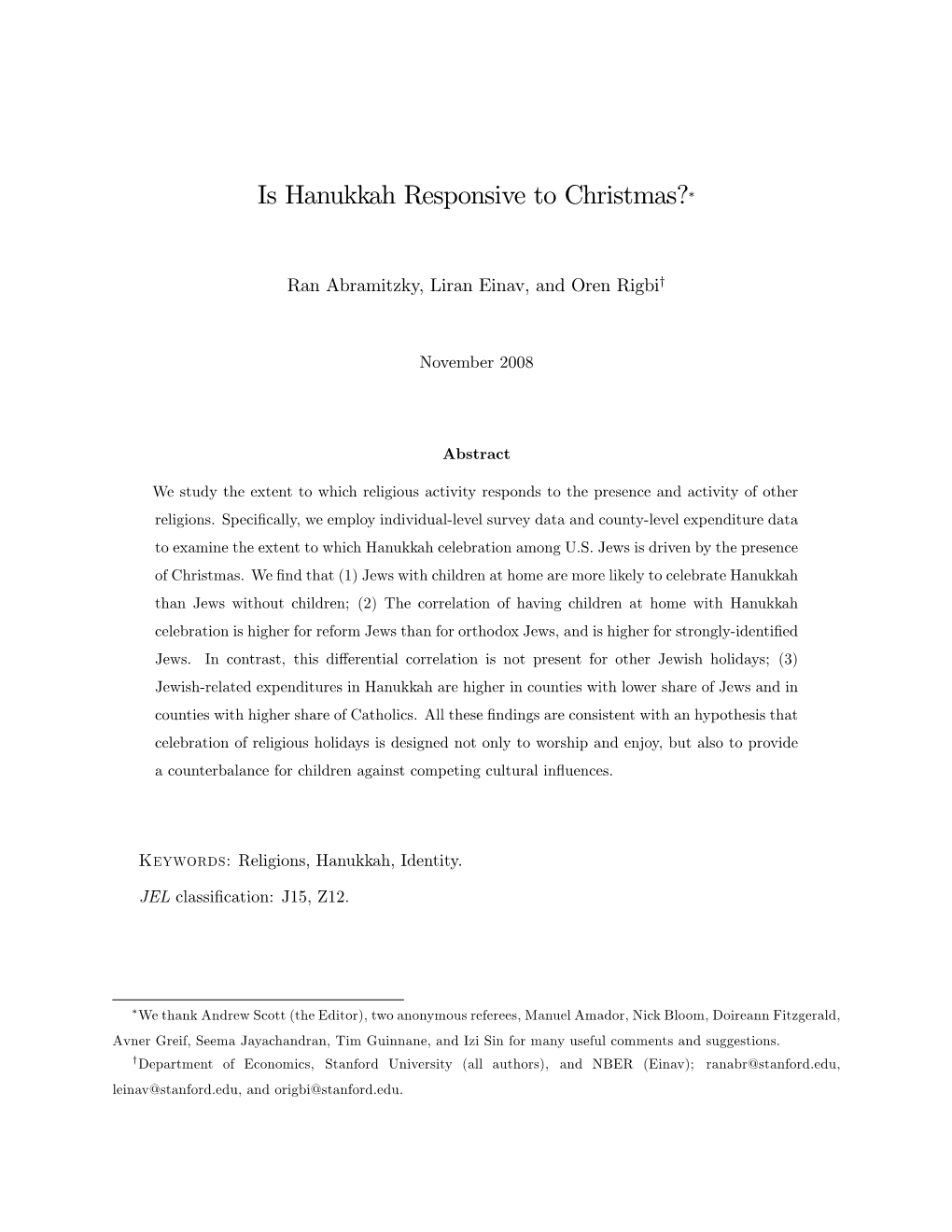 Is Hanukkah Responsive to Christmas?