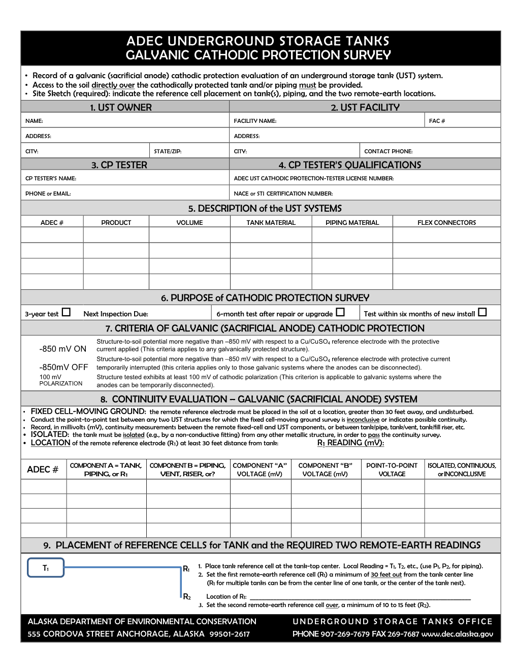 Adec Underground Storage Tanks Galvanic Cathodic Protection Survey