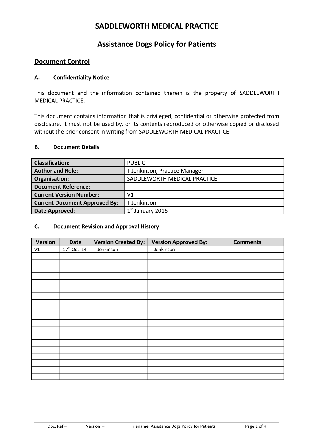 Assistance Dogs Policy for Patients