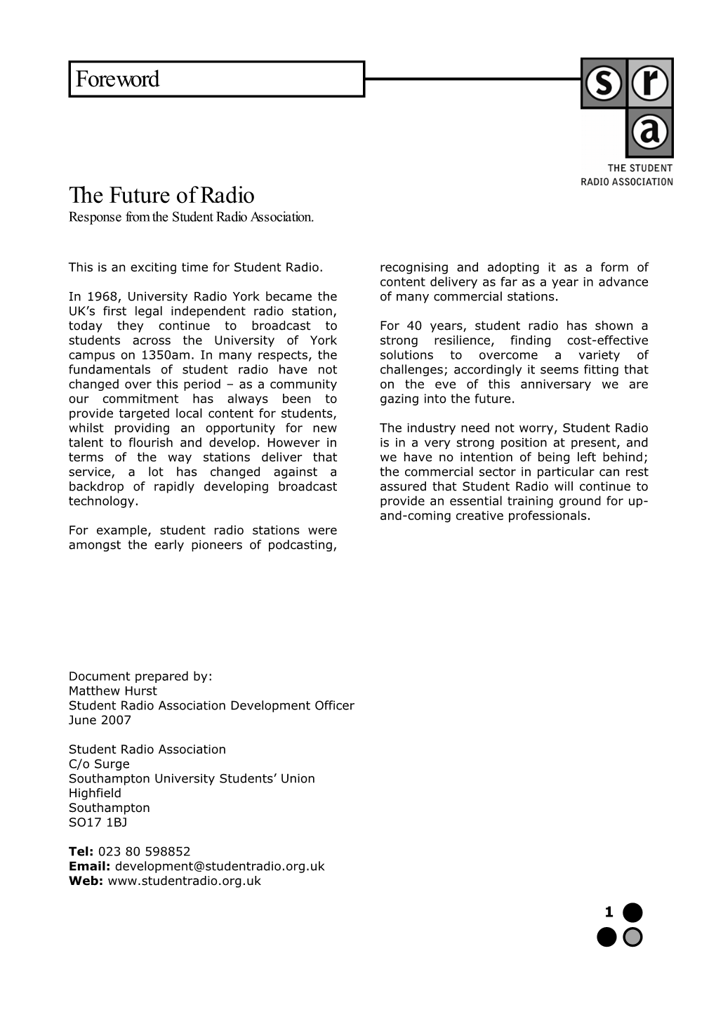The Future of Radio Foreword