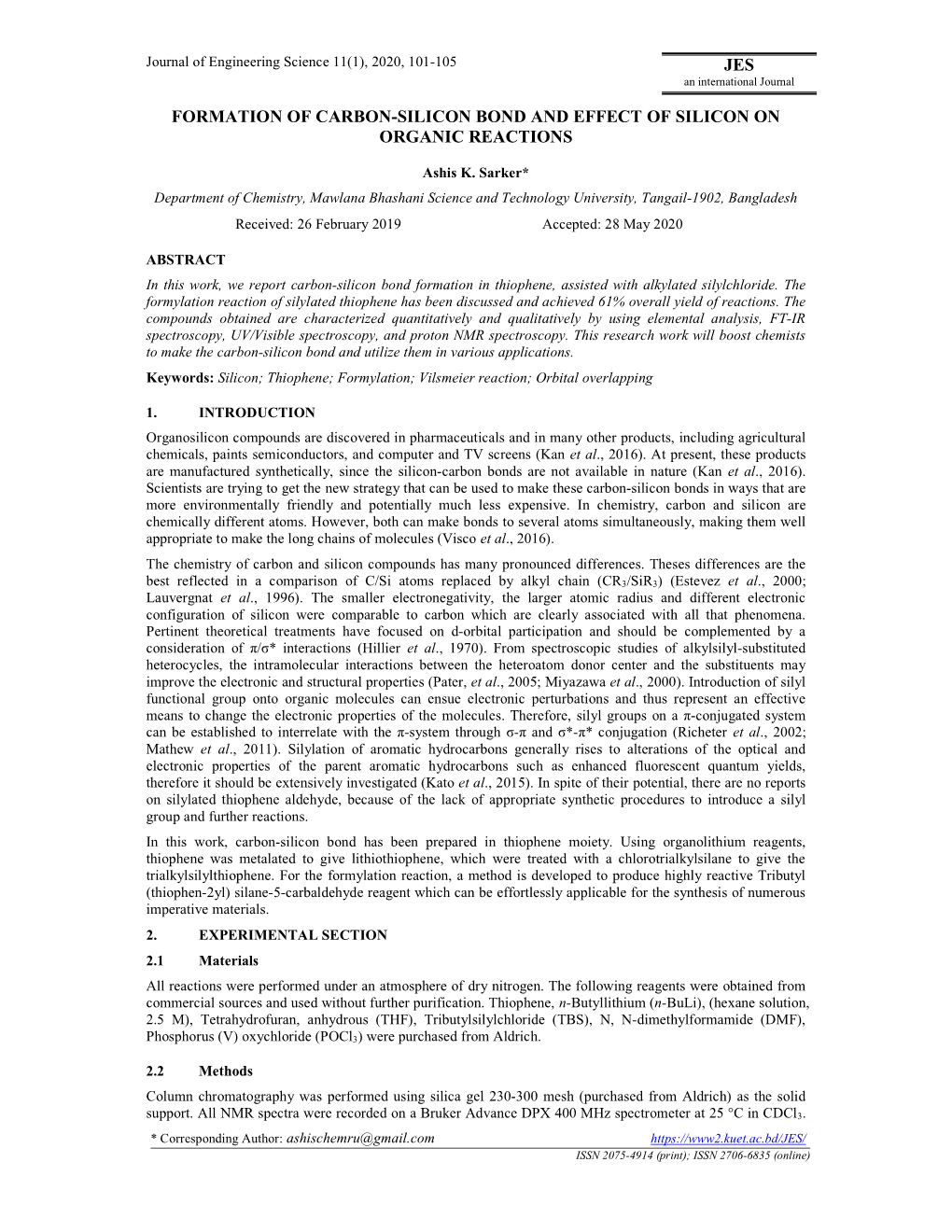 Formation of Carbon-Silicon Bond and Effect of Silicon on Organic Reactions