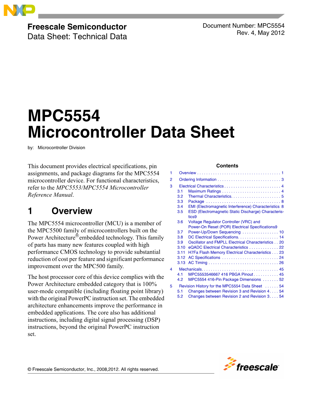 MPC5554 Microcontroller Data Sheet By: Microcontroller Division