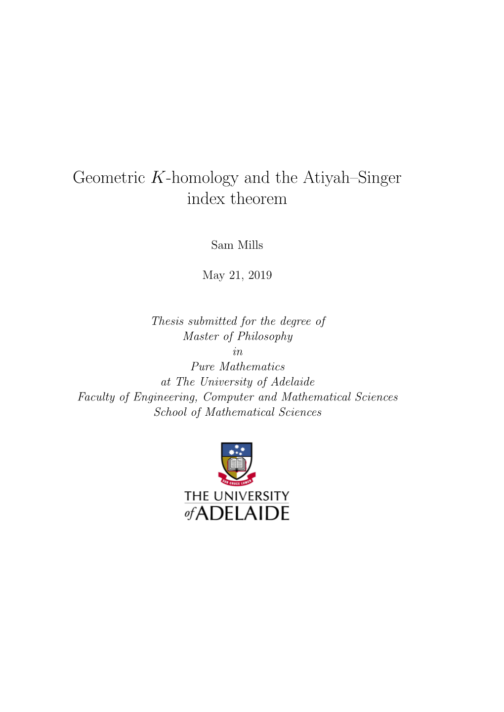 Geometric K-Homology and the Atiyah–Singer Index Theorem