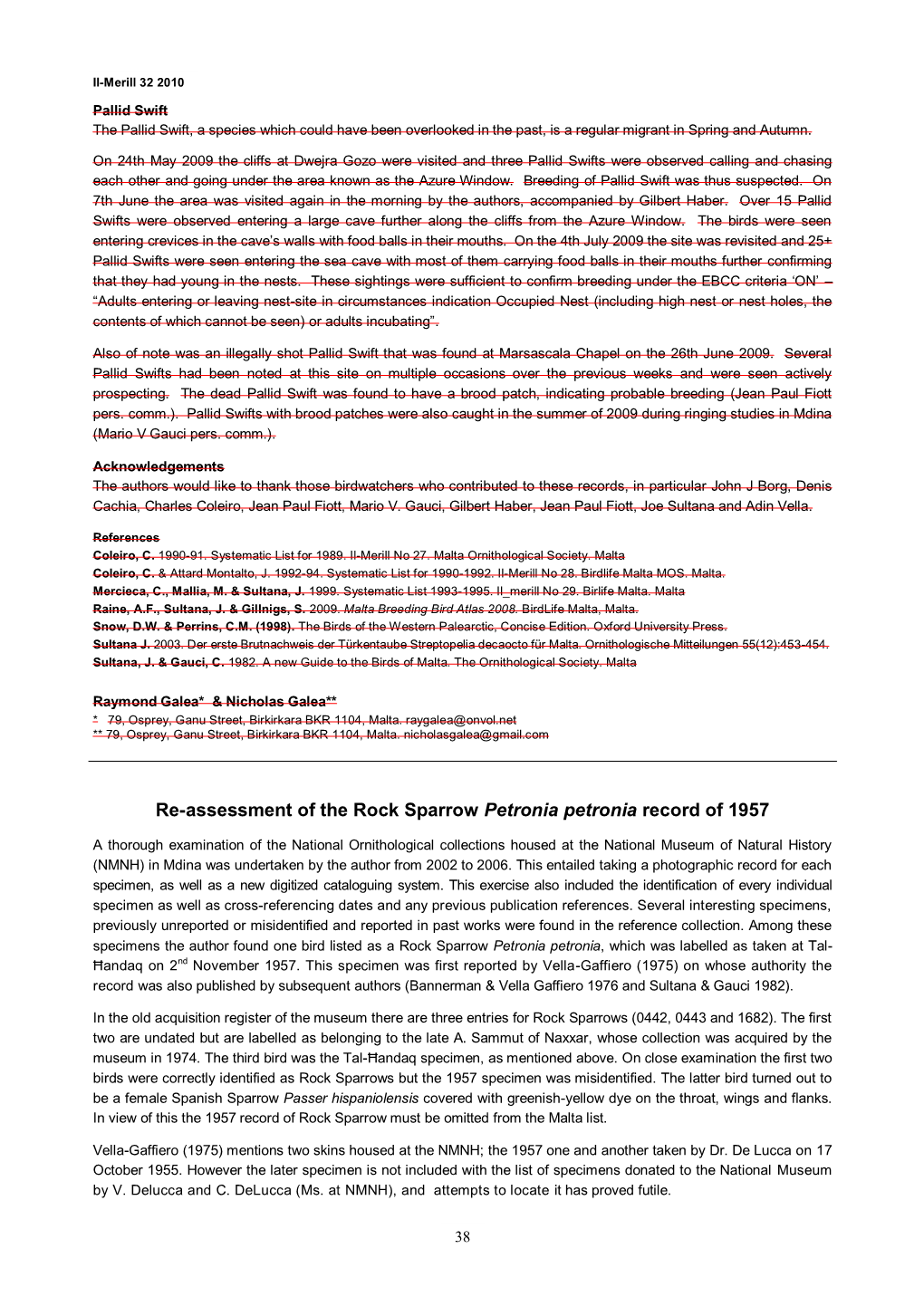 Re-Assessment of the Rock Sparrow Petronia Petronia Record of 1957