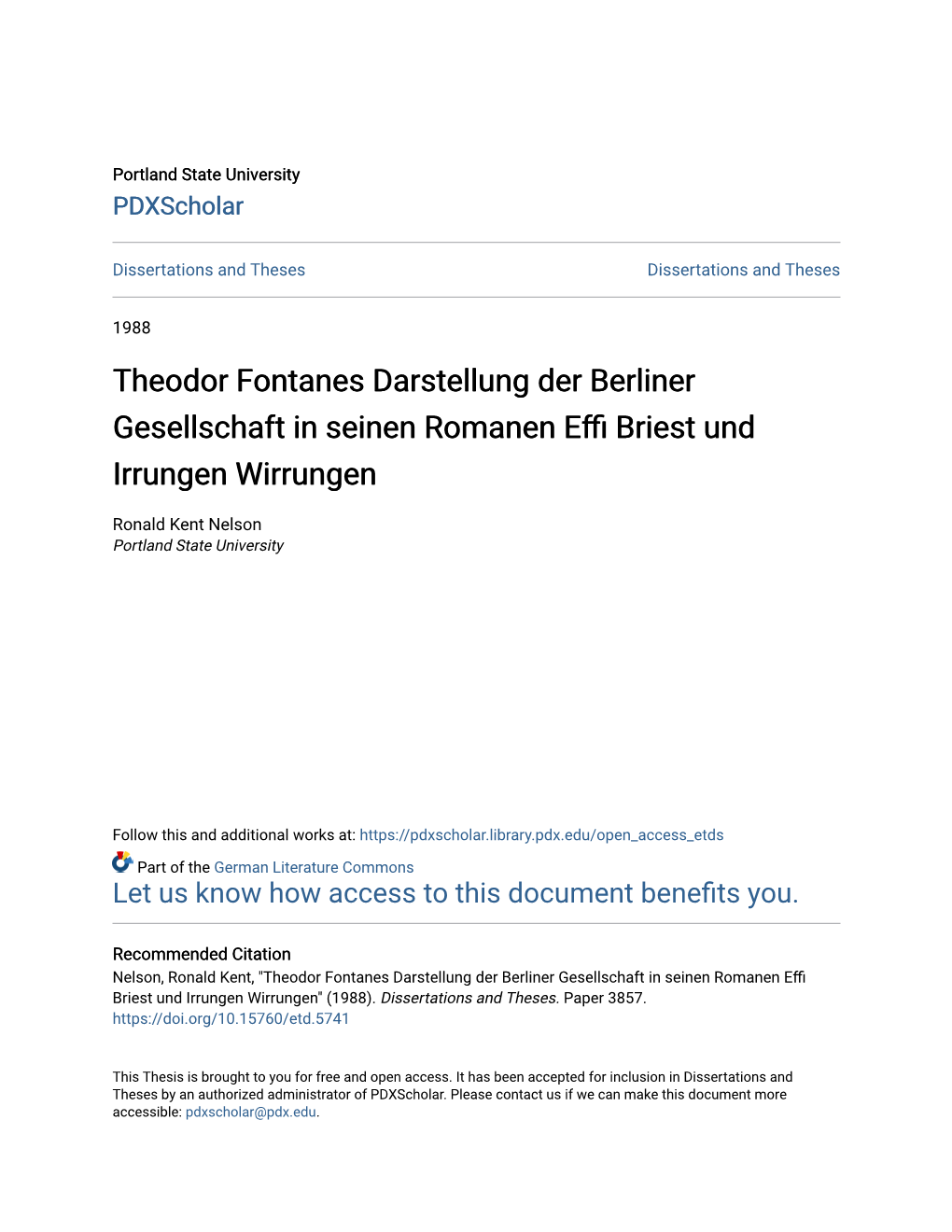 Theodor Fontanes Darstellung Der Berliner Gesellschaft in Seinen Romanen Effi Briest Und Irrungen Wirrungen